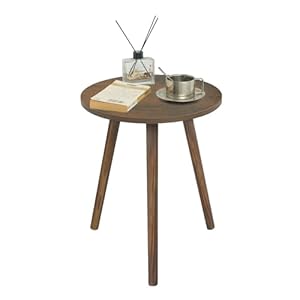 AWASEN Round Side Table, Small End Table for Living Room, Modern Wood Accent Table Coffee Side Table with Wood Legs for Small Space, Easy Assembly, Rustic Brown