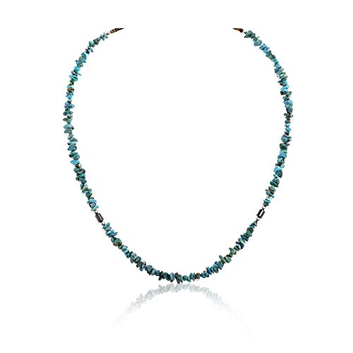 $200Tag Silver Certified Navajo Native American Natural Turquoise Necklace 16072 Made by Loma Siiva