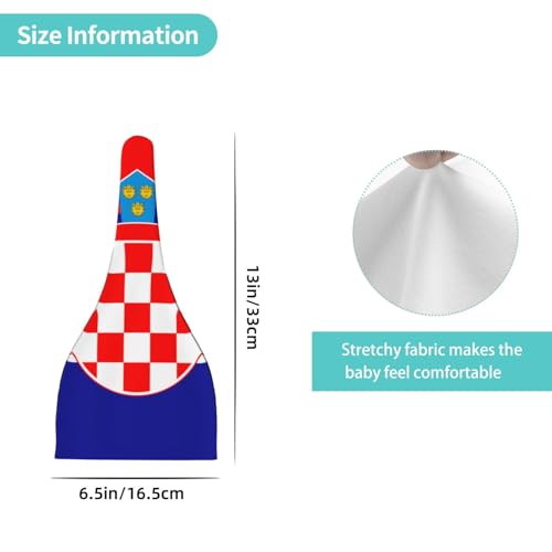 Newborn Baby Hat, Republic of Croatia Flag Print Soft Top Knot Beanie Cap, Cute Baby Headwear for 0-6 Months Black4