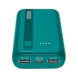 Cellularline Power Bank 10000 mAh con USB-C In/Out + 2 Porte USB-A - Ricarica Multipla e LED Indicatore - Verde