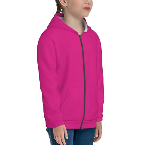Darkmagenta Kids Pullover Hoodies Boys Zip Up Sweatshirts Girls Athletic Clothes with Pocket4