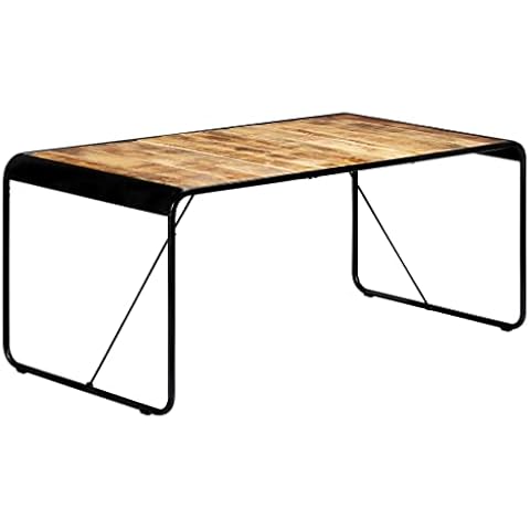 vidaXL Raues Mangoholz Massiv Esstisch Industrielle Charme Küchentisch Esszimmertisch Tisch Holztisch Speisetisch 180x90x76cm Stahlbeine Cover
