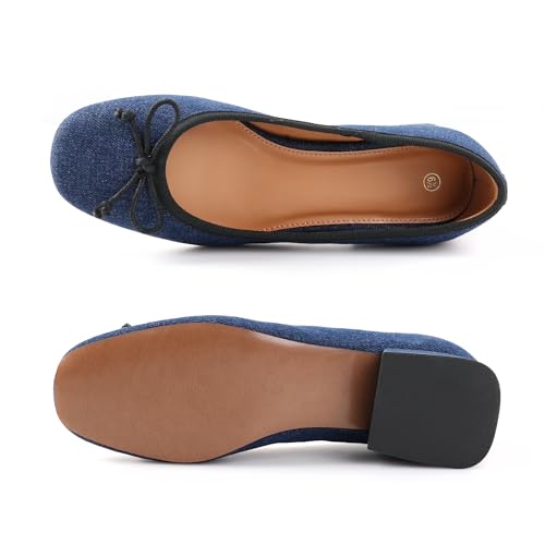 Women's Square Toe Pumps Low Chunky Block Heel Dress Shoes4