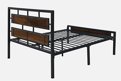 Image of Zeek Metal Queen Size Bed Without Storage | Wrought Iron Double Bed with Headboard & Footboard | Sturdy Powder Coated Platform Bed Queen Size Cot for BedroomLivingRoom Black (75x60)