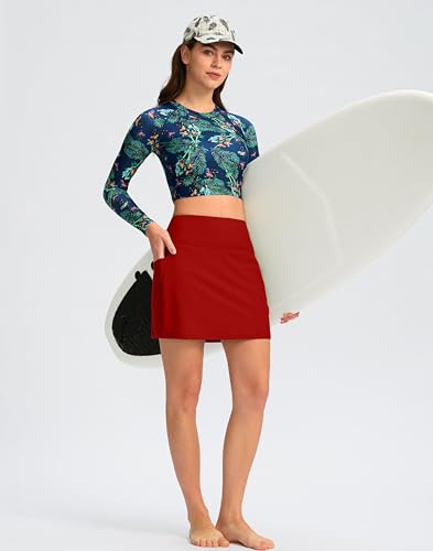 Image of G Gradual Women's 16 inch Swim Skirt with Pockets High Waisted Tummy Control Modest Swimsuit Bathing Suit Bottoms for Women
