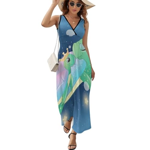Robe longue d'été sans manches col V pour rester fraîche et élégante en vacances