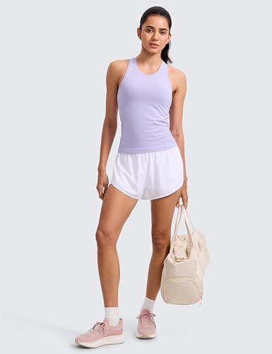 Image of CRZ YOGA Seamless Racerback Tank Waist Length | Training, Chafe-Free, Slim Fit, Crewneck, Mesh Vents, Workout, Sleeveless Tops for Women