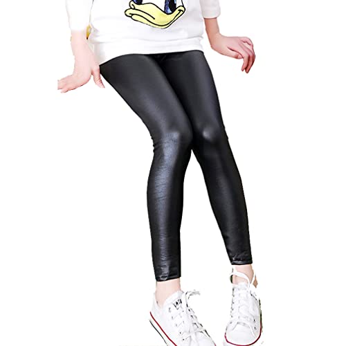 Familyhouse Girl's Faux Leather Leggings Fleece Lined Leggings Winter Thick Warm Elastic Tights Girl's Long Pants2