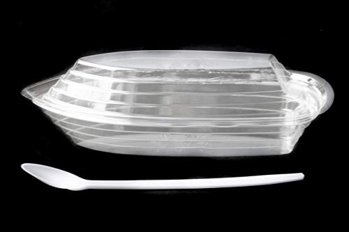 100 Pack | Banana Split Boats/Ice Cream Sundae Bowls - Includes 50 12oz dishes, 50 8 oz dishes, PLUS 50 Sundae Spoons