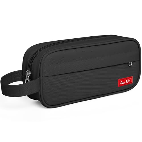 Aen Art Pencil Case Large Capacity Pencil Pouch Zipper Pencil Box with Easy Grip Handle & Loop for School Teen Girl Boy Men Women (Black)