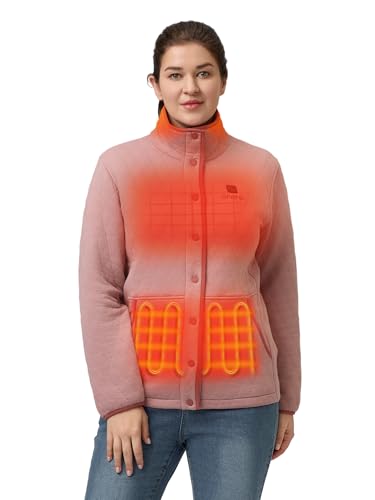 ORORO Women's Heated Quilted Jacket with 4 Heat Zones, Casual Cotton Heated Jacket with Battery (Charger Not Included)