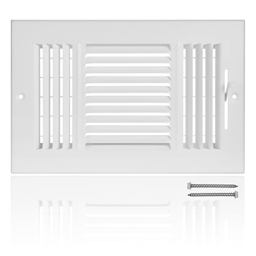 10 x 6 Inch (Duct Opening) White Air Vent Cover, LouanXpert 3-Way Ceiling Register Grille Register Cover with Manual Adjuster for Flat, Garage, Bedroom
