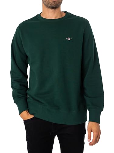 GANT Herren Reg Shield C-Neck Sweatshirt, Tartan Green, L EU – Ansicht 2