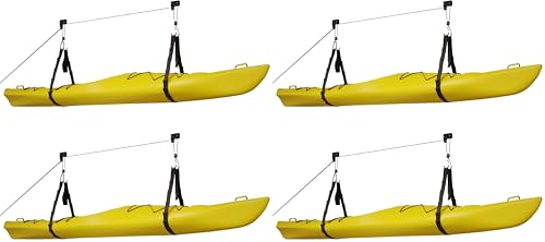 Image of RAD Sportz Kayak Hoist Quality Garage Storage Canoe Lift with 125 lb Capacity Even Works as Ladder Lift Premium Quality Pulley System, 2 Count (Pack of 2)