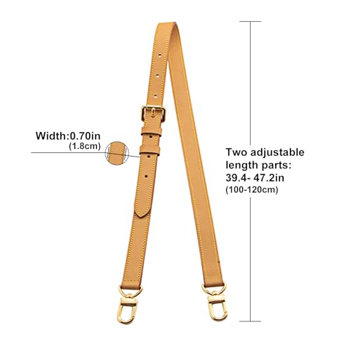 Image of Genuine Vachetta Leather Shoulder Bag Strap Crossbody Replacement Adjustable for Speedy Handbag or Purse(Beeswax-Width:0.70in&Adjustable Length:39.4-47.2in)