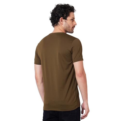 Image of Spykar Men's Slim Fit Round Neck Half Sleeve Solid Casual T-Shirt