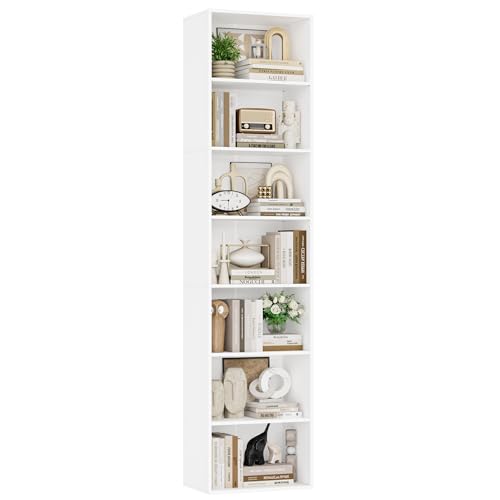 FirFurd 220 cm Bücherregal, Regal mit 7 Fächern, Bücherschrank, Kallax Regal, Würfelregal, Standregal, Aufbewahrungsregal, für Wohnzimmer Büro Schlafzimmer, 48x30x220cm, weiß FirFurd 220 cm Bücherregal, Regal mit 7 Fächern, Bücherschrank, Kallax Regal, Würfelregal, Standregal, Aufbewahrungsregal, für Wohnzimmer Büro Schlafzimmer, 48x30x220cm, weiß