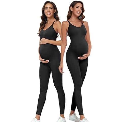Women's Maternity Nursing Tank Leggings Jumpsuit ，Built-in Bra for Pregnancy Women and Shorts Romper Bodysuit Cover