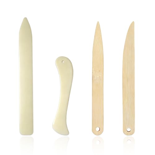 YAZWUR 4 Piezas Herramientas Plegadora Bone Folder Kit para Papel, Encuadernación, Tarjetas, Sobres y Proyectos Creativos