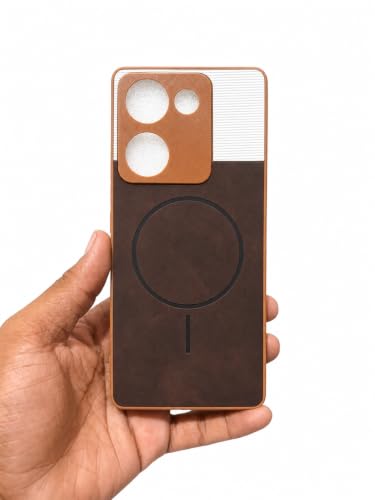 Image of Bintage 2in1 Hard Slim Back Case | Soft Border Camera Protect | Dual PU Leather Finish Back Cover Compatible for Vivo Y300 Plus 5G - White & Cherry Brown