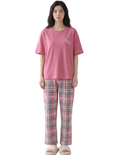 Image of Celary Women's Cotton Blend Printed Night Suit Set||Soft & Breathable Short Sleeve Top & Ethnic Print Pyjama Set||Also Available in Plus Size||Korean Night Suit||Comfortable Home Wear & Sleepwear