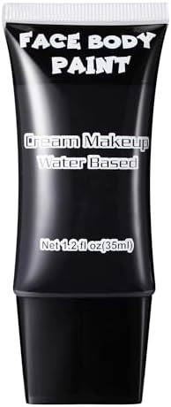 Black Face Paint, Professional Face Painting Kit, Cream FX Water Based Body Paint, Full Coverage Foundation Makeup, SFX Makeup For Halloween Clown Joker Skeleton Spider Zombie Vampire Cosplay