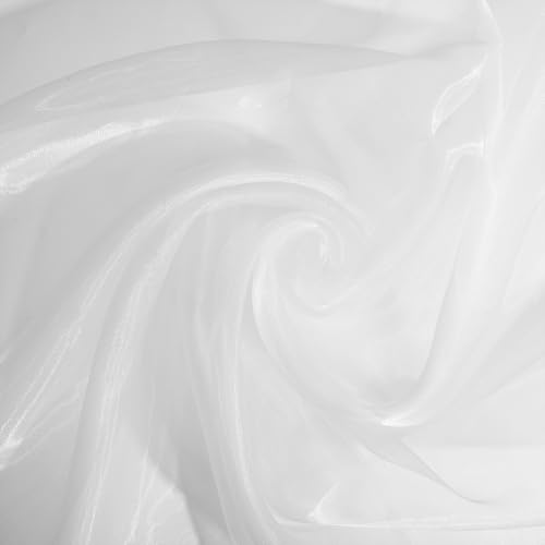 1Yard White Organza Fabric Soft Sheer Fabric by The Yard 59Inch Wide Tulle Fabrics Rolls Silk Organza Fabrics for Wedding Party Decorations Backdrop Curtain DIY Craft(White)