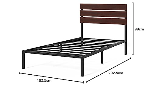 ZINUS Figari Nachhaltiger Plattformbettrahmen aus Bambus und Metall, 31 cm, mit Lamellen-Kopfteil | Stahllattenhalterung | Einfache Montage | 100 x 200 cm | Schönes Finish