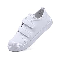 Anproity Toddler Kids White Canvas Shoes for Boys Girls Sneakers Slip-on Comfortable Fashion Light Weight Skin-Friendly Causal Running Tennis Shoes (Toddle/Little Kids/Big Kids)