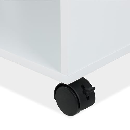 Relaxdays Rollwagen, 3 Ebenen, HxBxT: 80 x 60 x 30 cm, 4 Rollen, Badezimmer, Küche, MDF, schmaler Beistellwagen, weiß