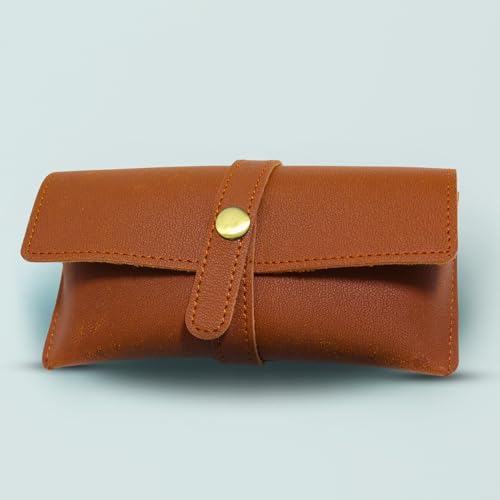Image of Personalized Leather Goggle Cover | Custom Name | Unisex Faux Leather Eyewear Case with Button Closure | Travel-Friendly & Durable Sunglasses Holder for Men & Women