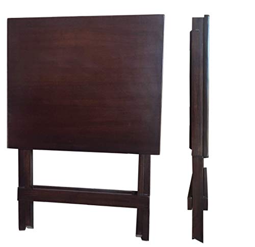 fplus® Teak Wood Folding Table 18x20x24 Inches (WxDxH) Walnut Finish, Brown Colour