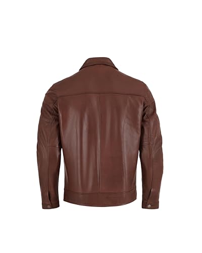 Image of Classic Polo Collar Leather Jacket Men-Work Jackets Turndown Collar Business Casual