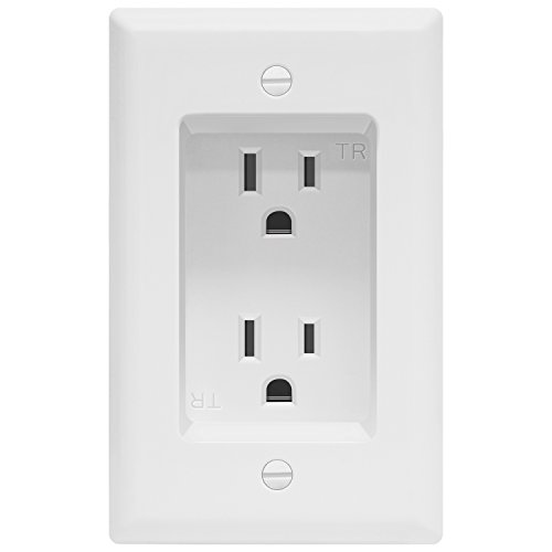 TOPGREENER Recessed Duplex Receptacle Outlet, Tamper-Resistant, Size 1-Gang 4.48" x 2.76", 15A 125V