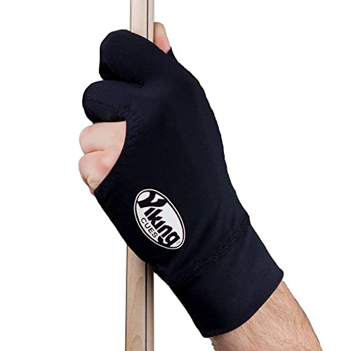 Viking Billiard Right Handed Pool Cue Glove for Women and Men Black Lycra and Moroccan Leather Size Small/Medium