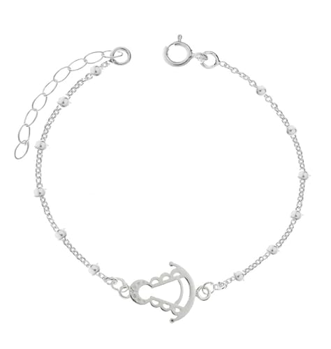 Only faith Pulsera Virgen del Rocío, Plata de Ley 925, Diseño Silueta Virgen,...