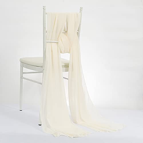 Elfenbeinfarbene Chiffon-Stuhlschärpen, Abdeckhauben für Hochzeiten, Veranstaltungen, Partys, Dekoration, Auburn, 10 Stück