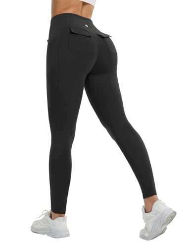 baleaf Womens Cargo Leggings with Pockets Drawstring Tummy Control Scrunch Butt 7/8 Ankle Petite Yoga Pants Running