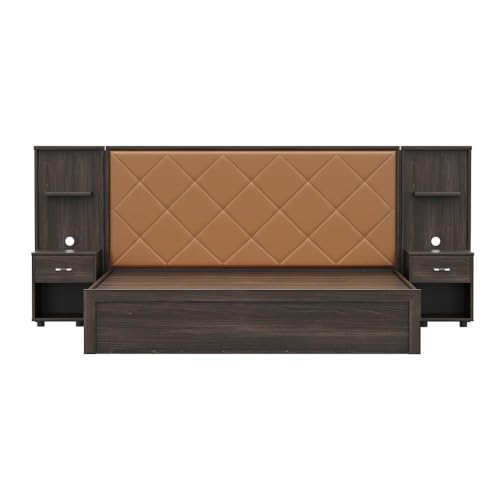 Image of Wakefit Bed | 3 Yr Warranty | King Size Bed, Hydraulic Storage,Camel Fabric Cushioned Upholstery Headboard,Density:680-750kg /m,Termite & Borer Resistant,Fits Mattresses Up to 8 inches(Noctis78x72-WM)