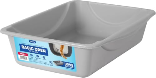 Image of Petmate Basic Open Plastic Cat Litter Pan, Gray, Small (Pack of 12)