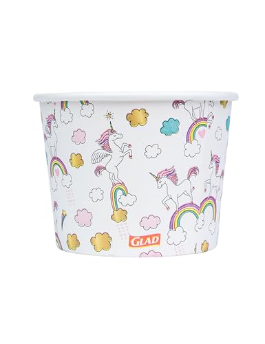 image for Glad for Kids Unicorns Paper Snack Bowls, Lids Not Included - Heavy Du
