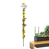 Qizeroty Deko-Gartenstecker, Hübscher-Gartenstecker Aus Harz Mit Kristallstecker Und Perlen, Gartendeko Geeignet Für Rasen, Wege, Terrassen, Pflanzkübel Und Blumenbeete (Weiß)