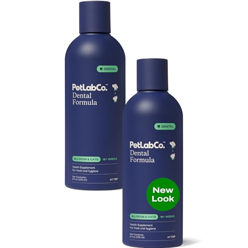 PetLab Co. Cat and Dog Dental Formula, Keep Dog Breath Fresh and Teeth Clean, Supports Gum Health - Water Additive Dental Care Targets Tartar, Pack of 2 - Packaging May Vary