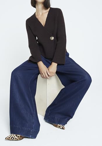 Asymmetric Button Up Cardigans Sweaters for Women Elegant V Neck Knit Cropped Sweater Tops 2024 Fall Outfits Trendy4