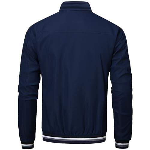 Image of PEGENO Men's Lightweight Jacket Spring Fall Thin Flight Bomber Jacket Sportwear Full Zip Windbreaker Casual Coat