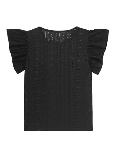Image of Girls' Summer Shirts Cute Tops Ruffle Sleeve Crew Neck Casual Tees