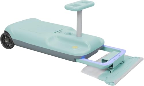 Kart de Limpieza para niños,Kart portátil multifunción con Cabezal de fregona extraíble y retráctil,5 Velocidades,Pantalla de luz degradada, vehículo a batería para Interiores y Exteriores(Green)