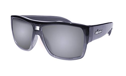 BOMBER Polarized Sunglasses for Men, Retro Style 2-Tone Smoke Frame with Silver Polarized Mirror Lens, Non-Slip Foam Lining - - IRE114