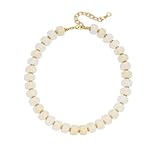 HolidayQbee Beaded necklace for Women Boho Bead Gemstone Chunky Necklace Big White Bead Necklace Fashion Trendy Summer Necklaces Jewelry Gifts