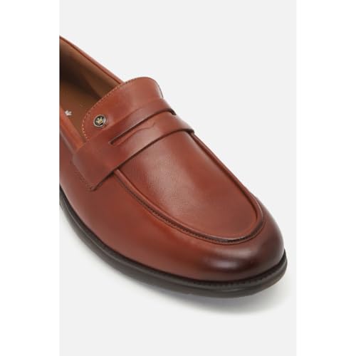 Image of Louis Philippe Men Premium Leather Breathable Lining Material Light Weight Flat Heel EVA Sole Casual Slip-on Shoes